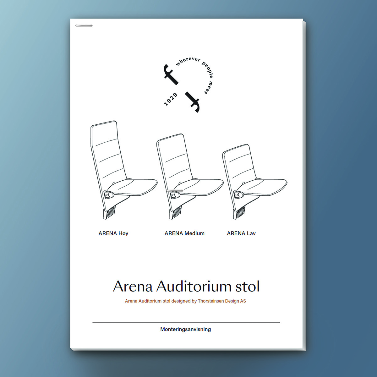 Forside monteringsveiledning Arena auditoriestol fra Fora Form